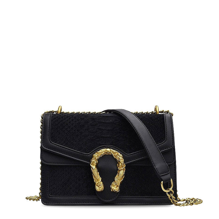 Women's Vegan Leather Crossbody Bag Croc Embossed – Two Compartments