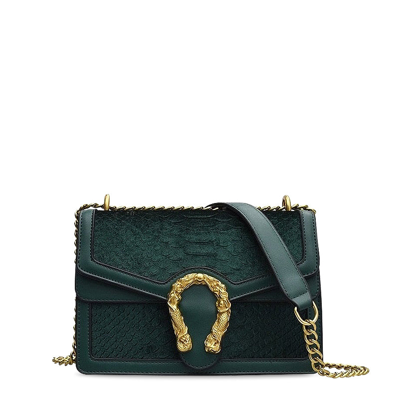 Women's Vegan Leather Crossbody Bag Croc Embossed – Two Compartments