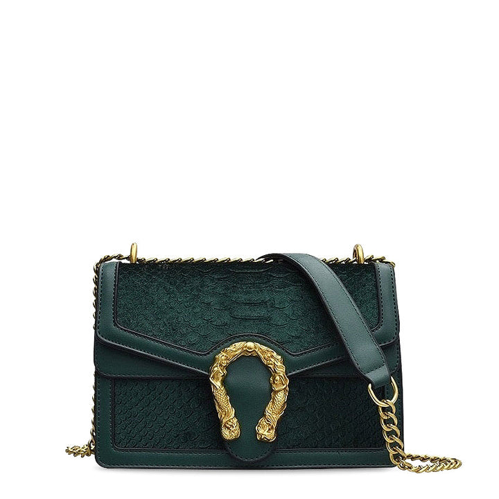 Women's Vegan Leather Crossbody Bag Croc Embossed – Two Compartments