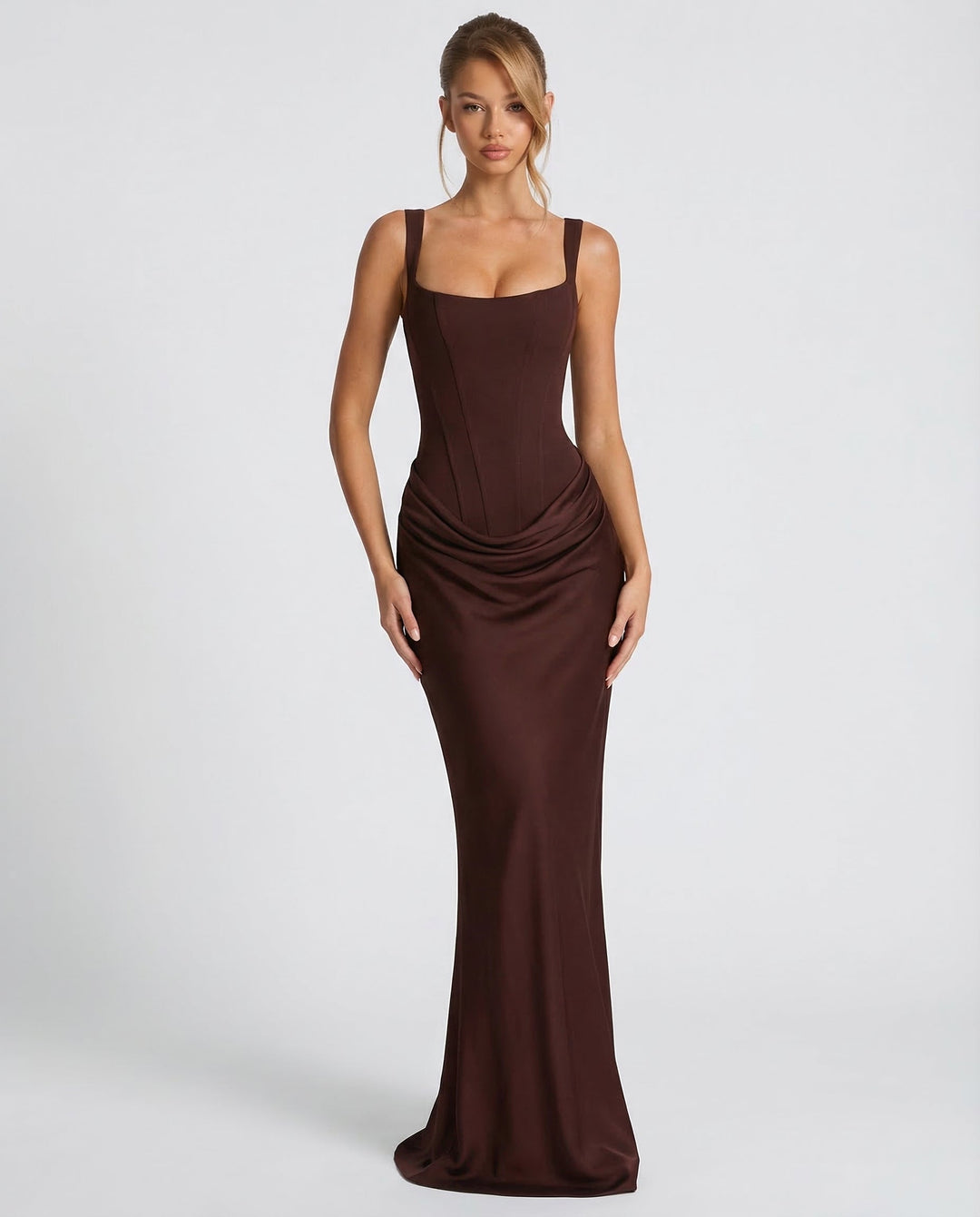 Corset Maxi Dress – Hourglass Sculpted Floor-Length Silhouette