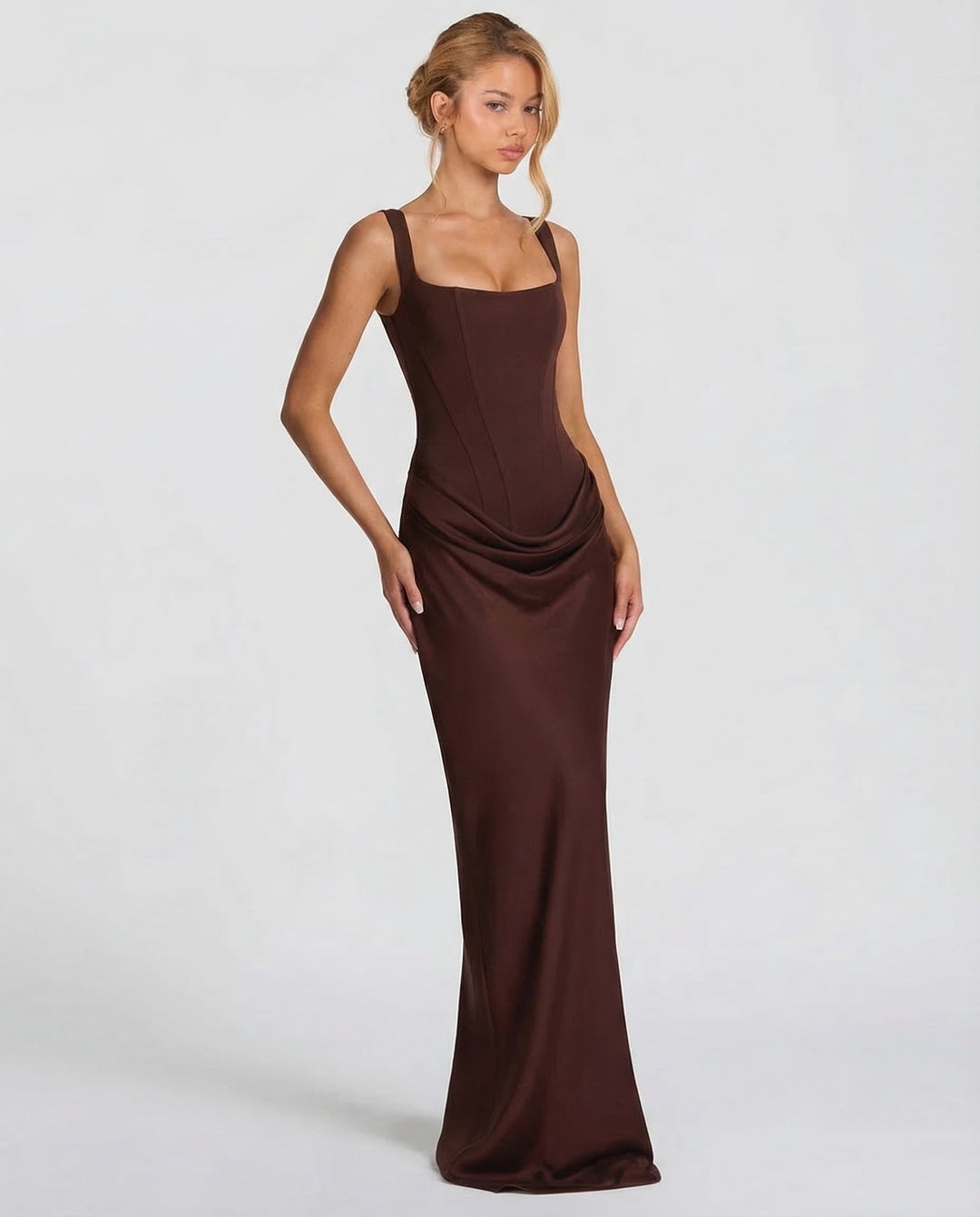 Corset Maxi Dress – Hourglass Sculpted Floor-Length Silhouette