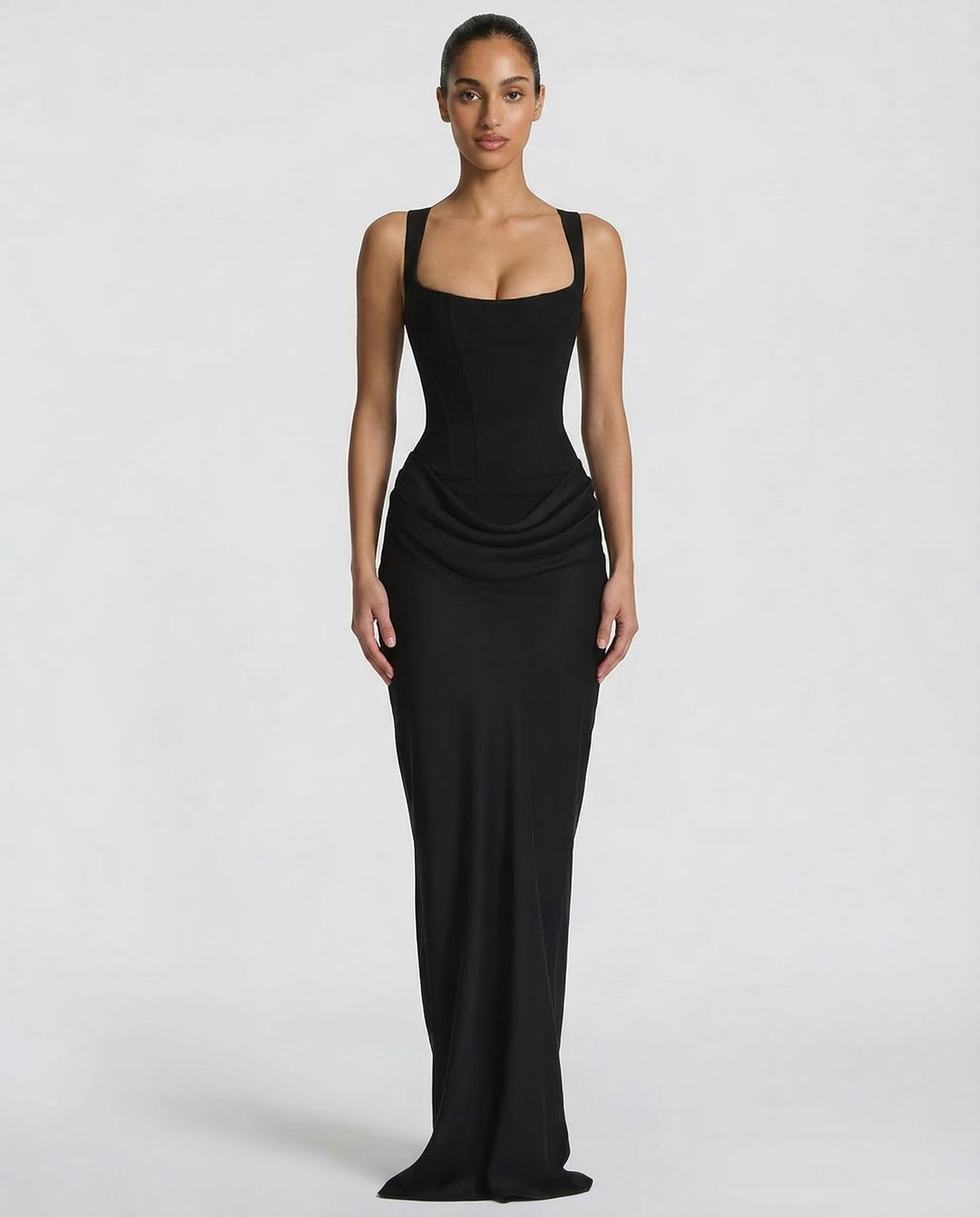 Corset Maxi Dress – Hourglass Sculpted Floor-Length Silhouette
