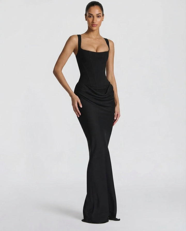 Corset Maxi Dress – Hourglass Sculpted Floor-Length Silhouette