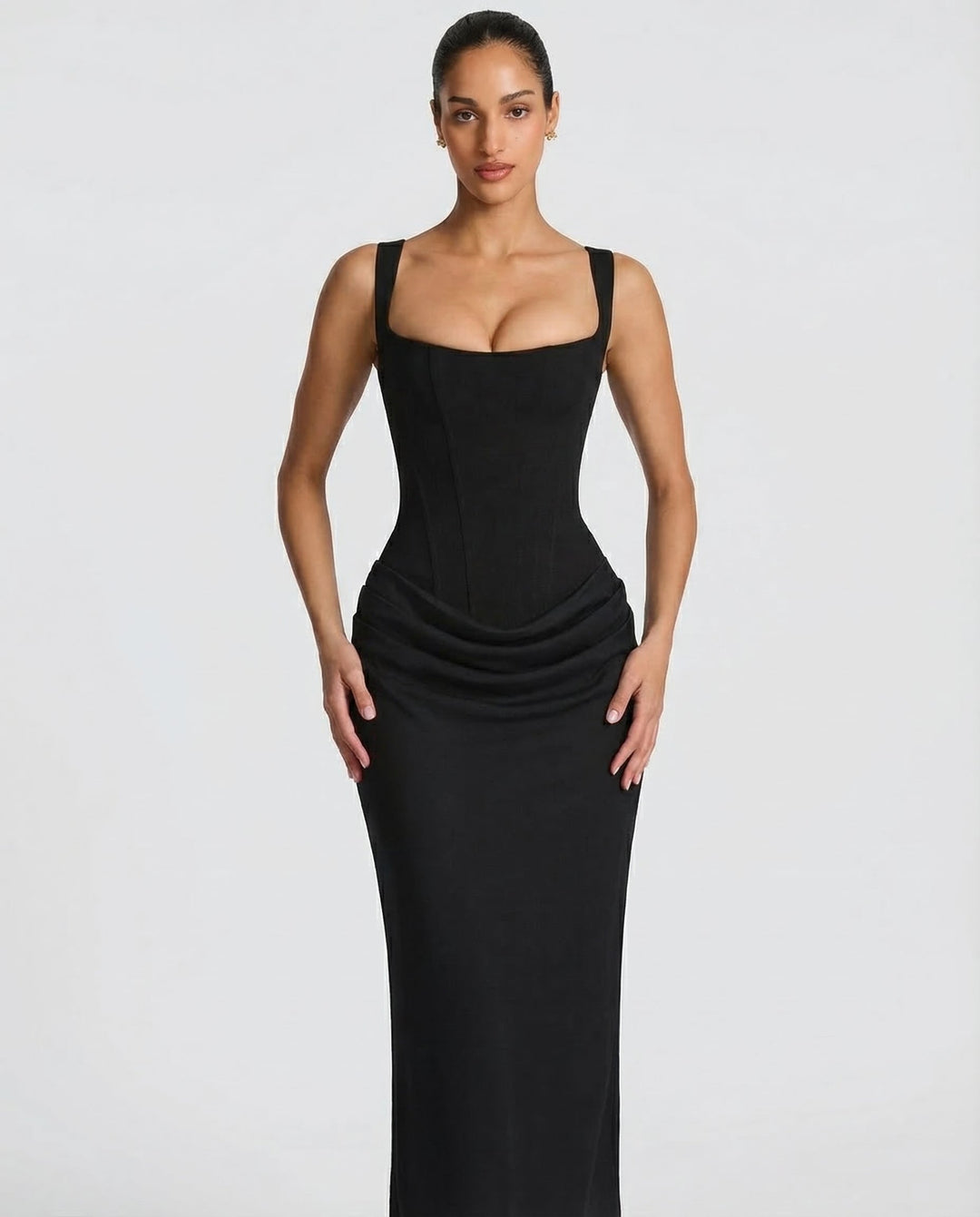 Corset Maxi Dress – Hourglass Sculpted Floor-Length Silhouette