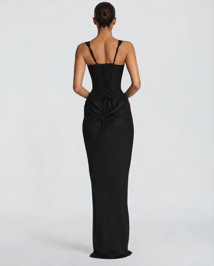 Corset Maxi Dress – Hourglass Sculpted Floor-Length Silhouette