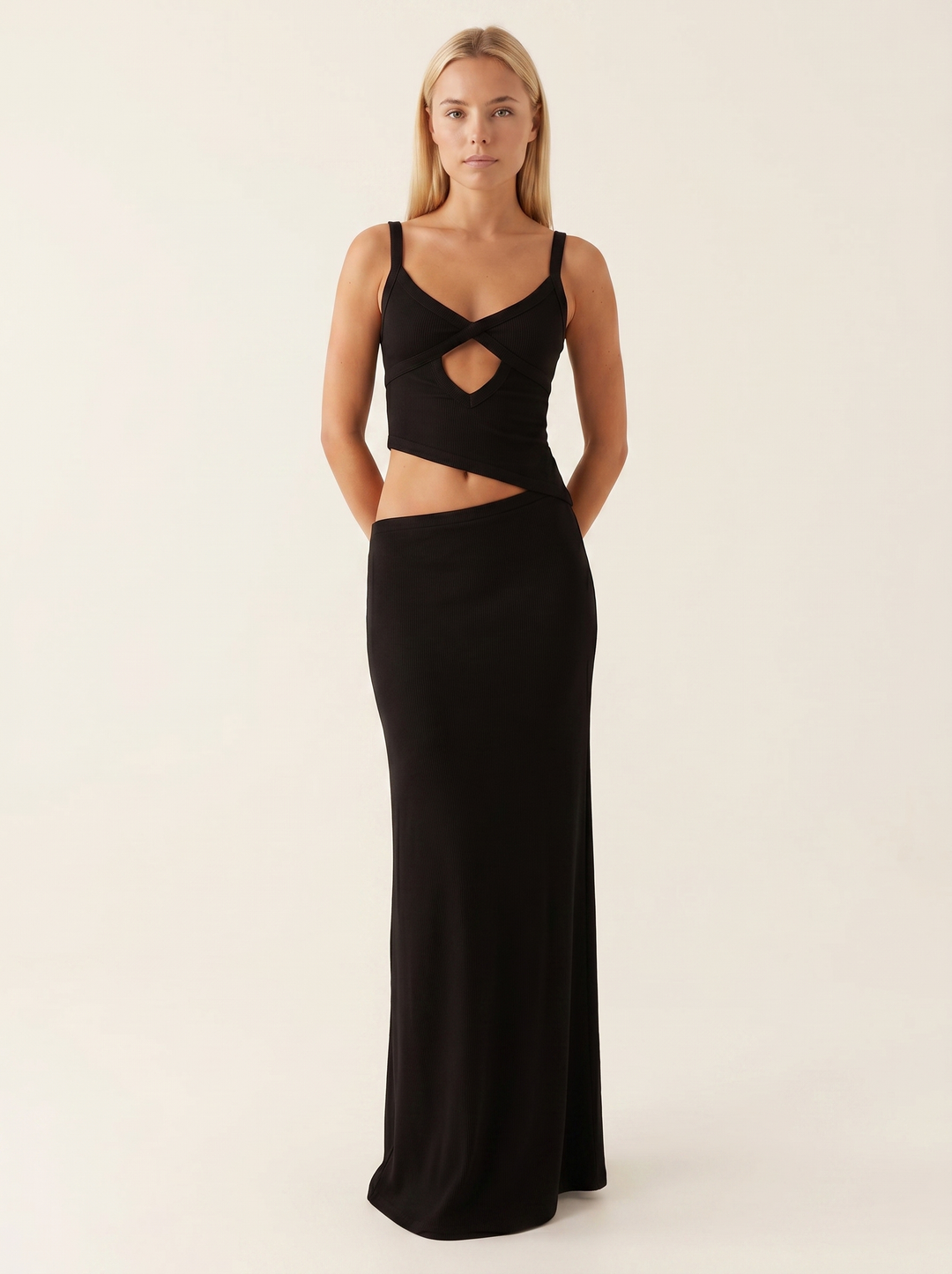 Women's Open Back Maxi Dress Deep V-Neck – Spaghetti Criss-Cross