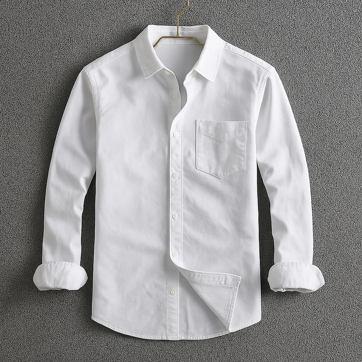 Men's Oxford Fabric Shirt Relaxed Tailored Cut – Turn-Down Collar