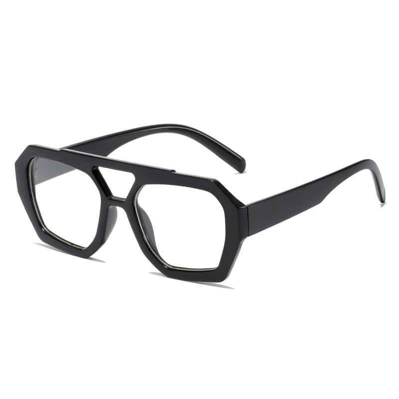 Unisex Retro Square Sunglasses – Bold Double Beam UV Protection
