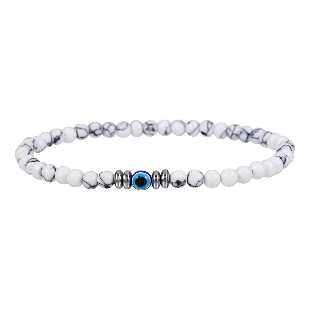 Natural Bead Bracelet Set – Protective Devil Eye Accent
