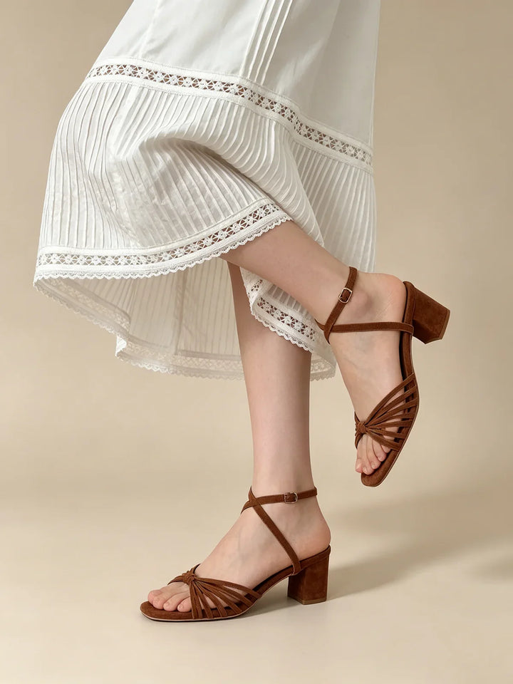 Chunky Heeled Sandals – Matte Roman Strappy Women&