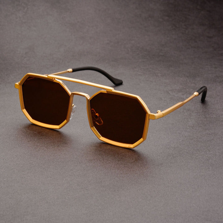Unisex Futuristic Sunglasses – Double Bridge Angular Frame Acetate
