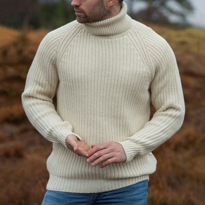 Men’s Turtleneck Sweater – Regular Fit Ribbed Knit Pullover