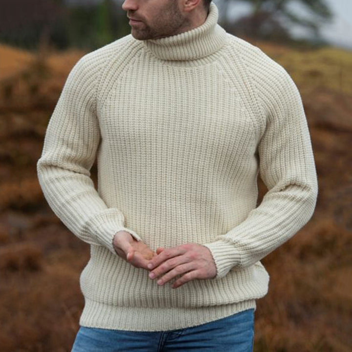 Men’s Turtleneck Sweater – Regular Fit Ribbed Knit Pullover