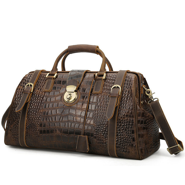 Unisex Leather Pattern Travel Bag – Modern Structured Silhouette