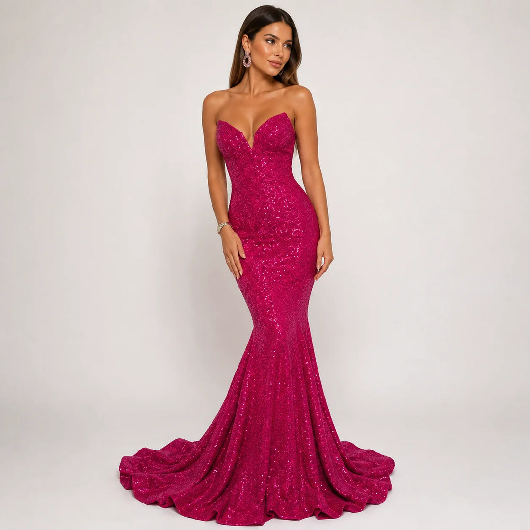 Sequin Maxi Dress for Women – Elegant Formal Evening Gown