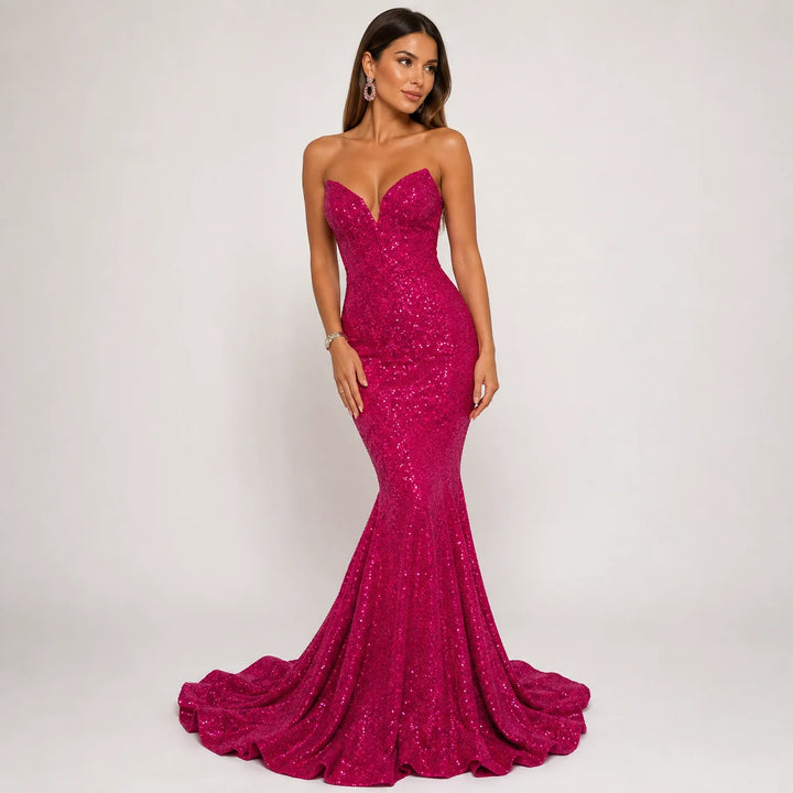 Sequin Maxi Dress for Women – Elegant Formal Evening Gown