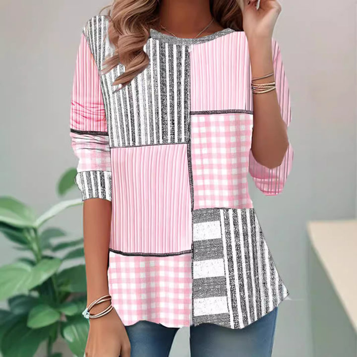 Women’s Plaid Sweatshirt Pullover – Soft Fleece Retro Crew Neck