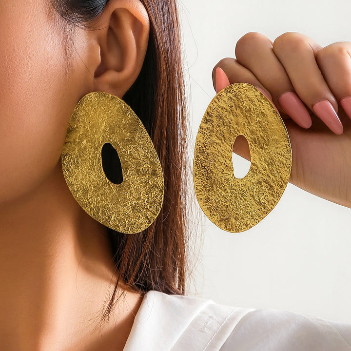 Statement Earrings – Large Irregular Metal French Sculptural Dangles