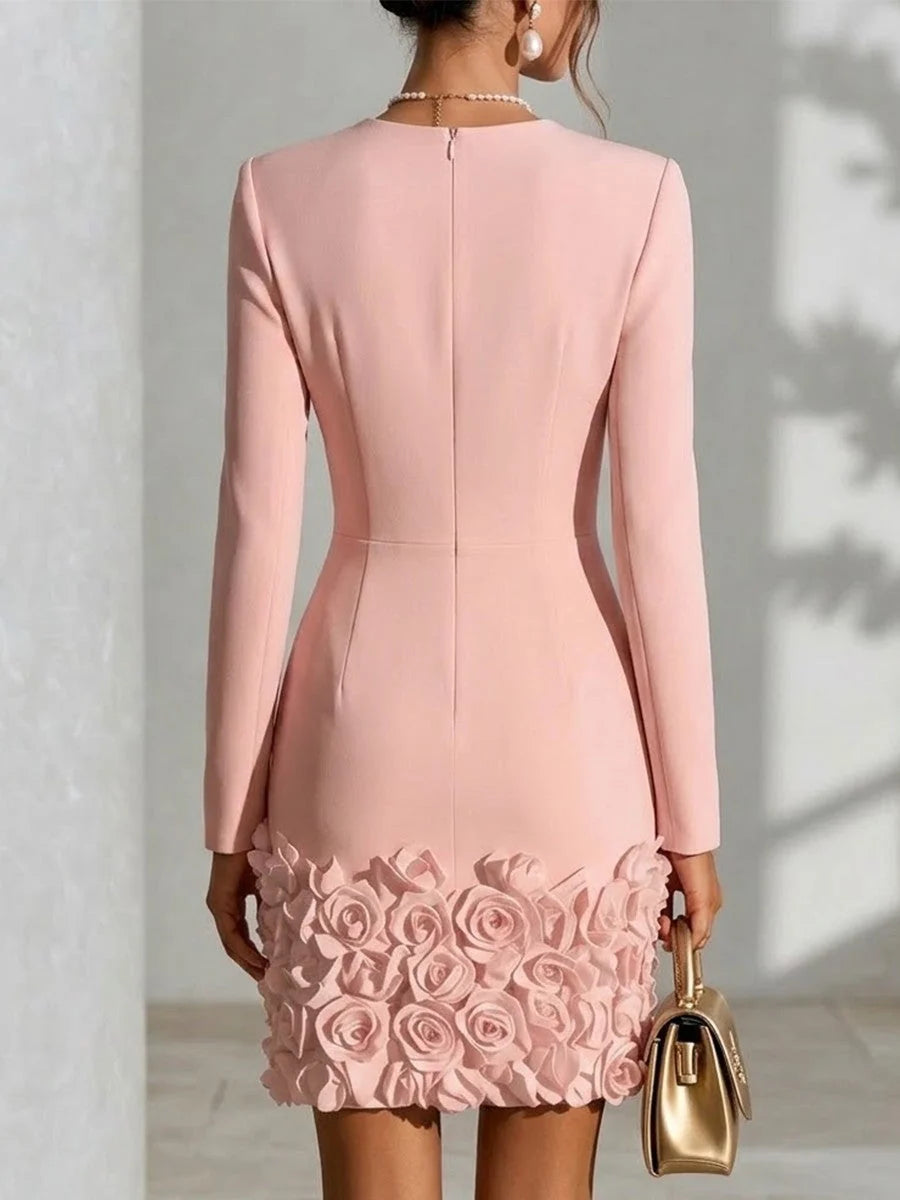 Bodycon Dress – 3D Floral Sheath A-Line Women&