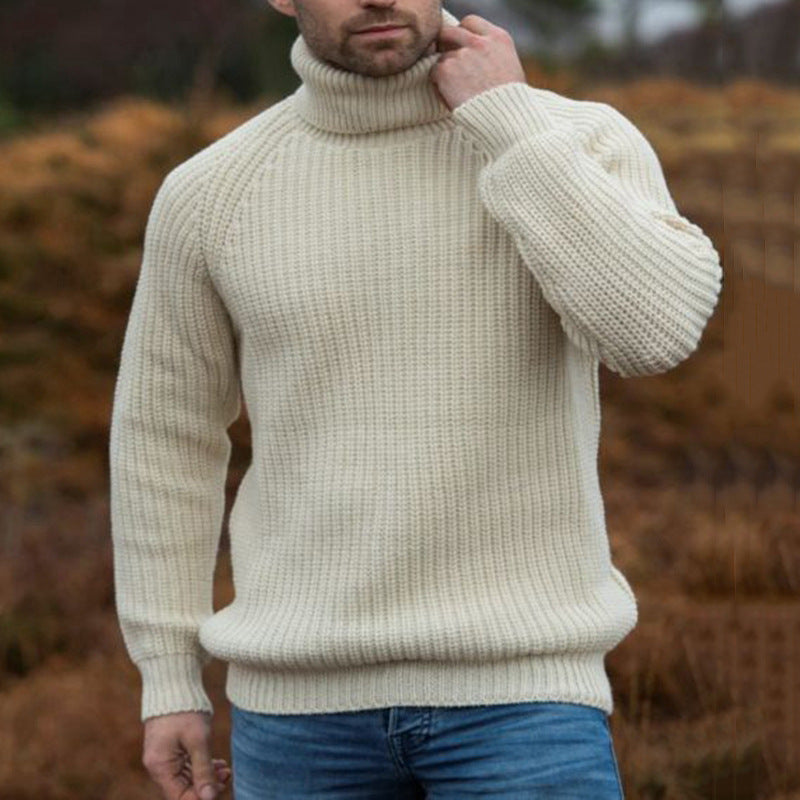 Men’s Turtleneck Sweater – Regular Fit Ribbed Knit Pullover