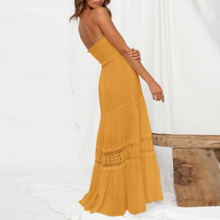 Lace Patchwork Holiday Long Dress – Flowing Maxi Silhouette