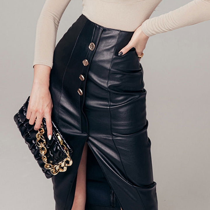 Vegan Leather Midi Skirt – Women&