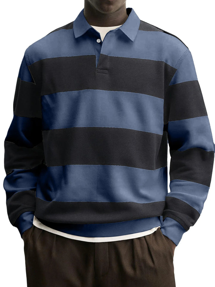 Men’s Long Sleeve Striped T-Shirt – Thick Knit Relaxed Fit