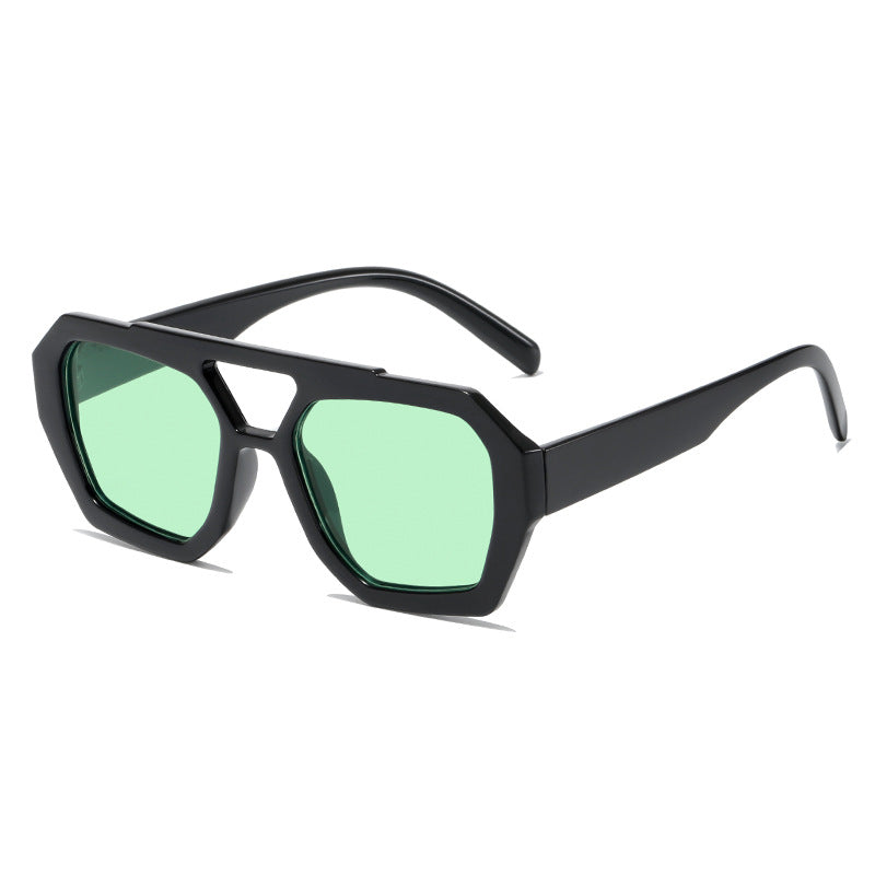 Unisex Retro Square Sunglasses – Bold Double Beam UV Protection