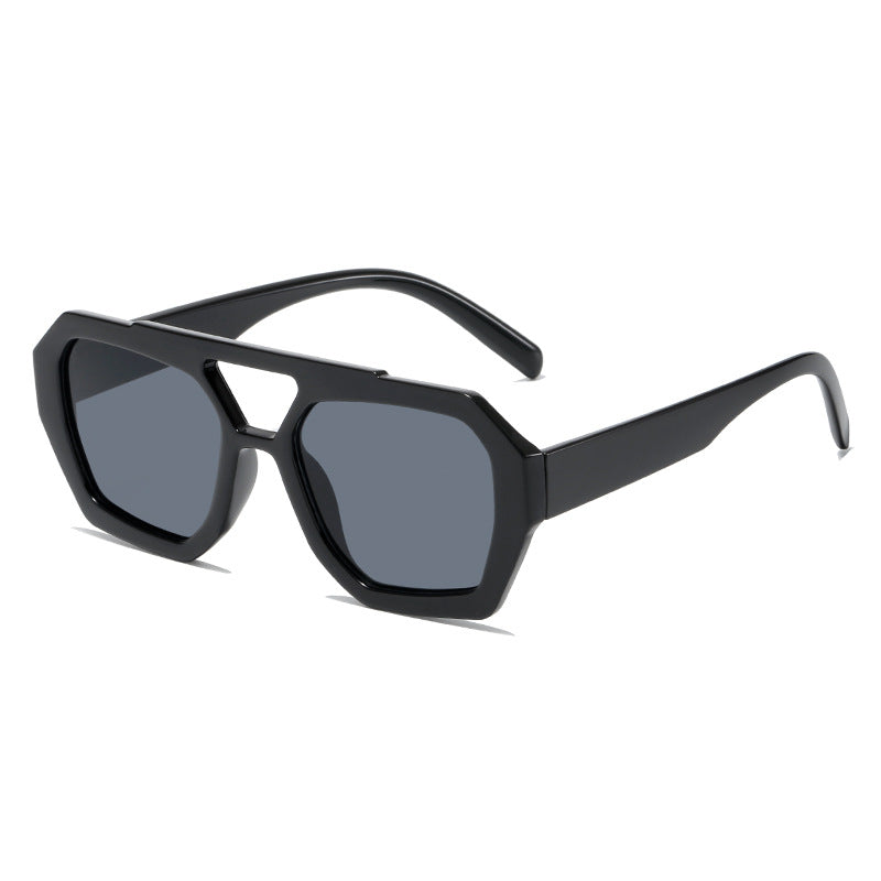 Unisex Retro Square Sunglasses – Bold Double Beam UV Protection