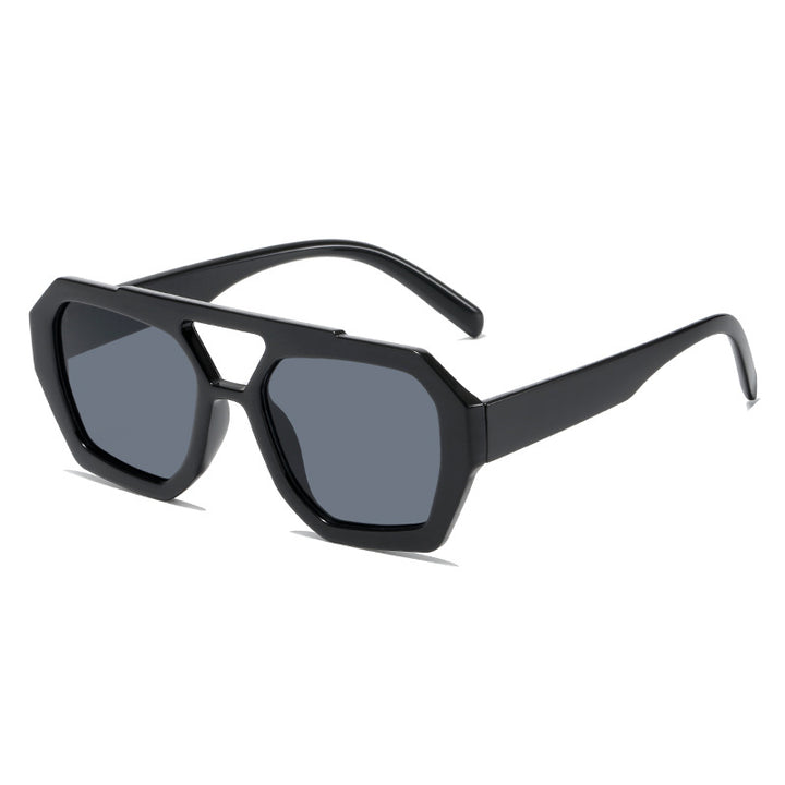 Unisex Retro Square Sunglasses – Bold Double Beam UV Protection