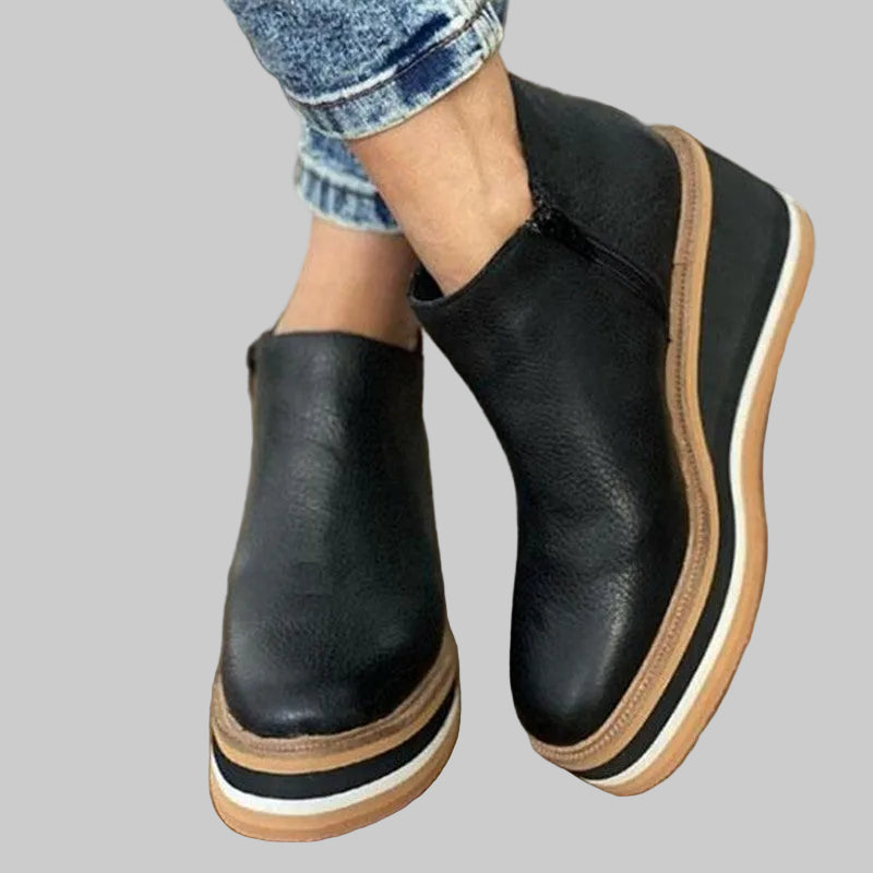 Women's Wedge Platform Ankle Boot – Comfortable Side Zip, Fashion Wedge ...