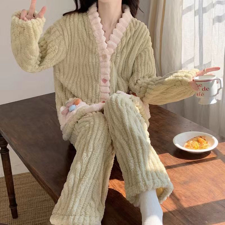 Women’s Plush Fleece Pajama Set – Soft Fleece Two-Piece Loungewear