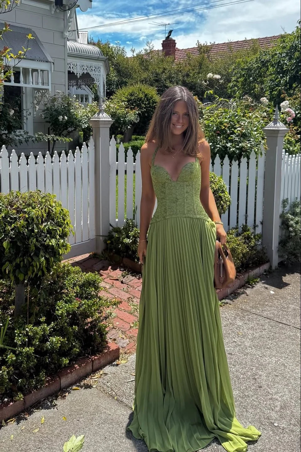 Backless Maxi Dress – Pleated Halter Neck Women&