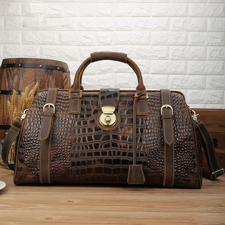 Unisex Leather Pattern Travel Bag – Modern Structured Silhouette