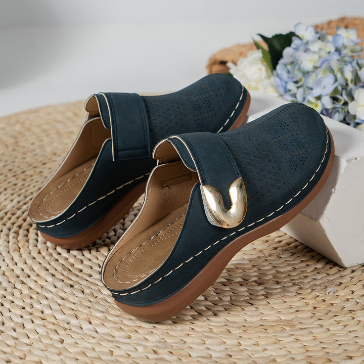 Closed Toe Sandals for Women – Leather Hollow Flat Dressy Shoes
