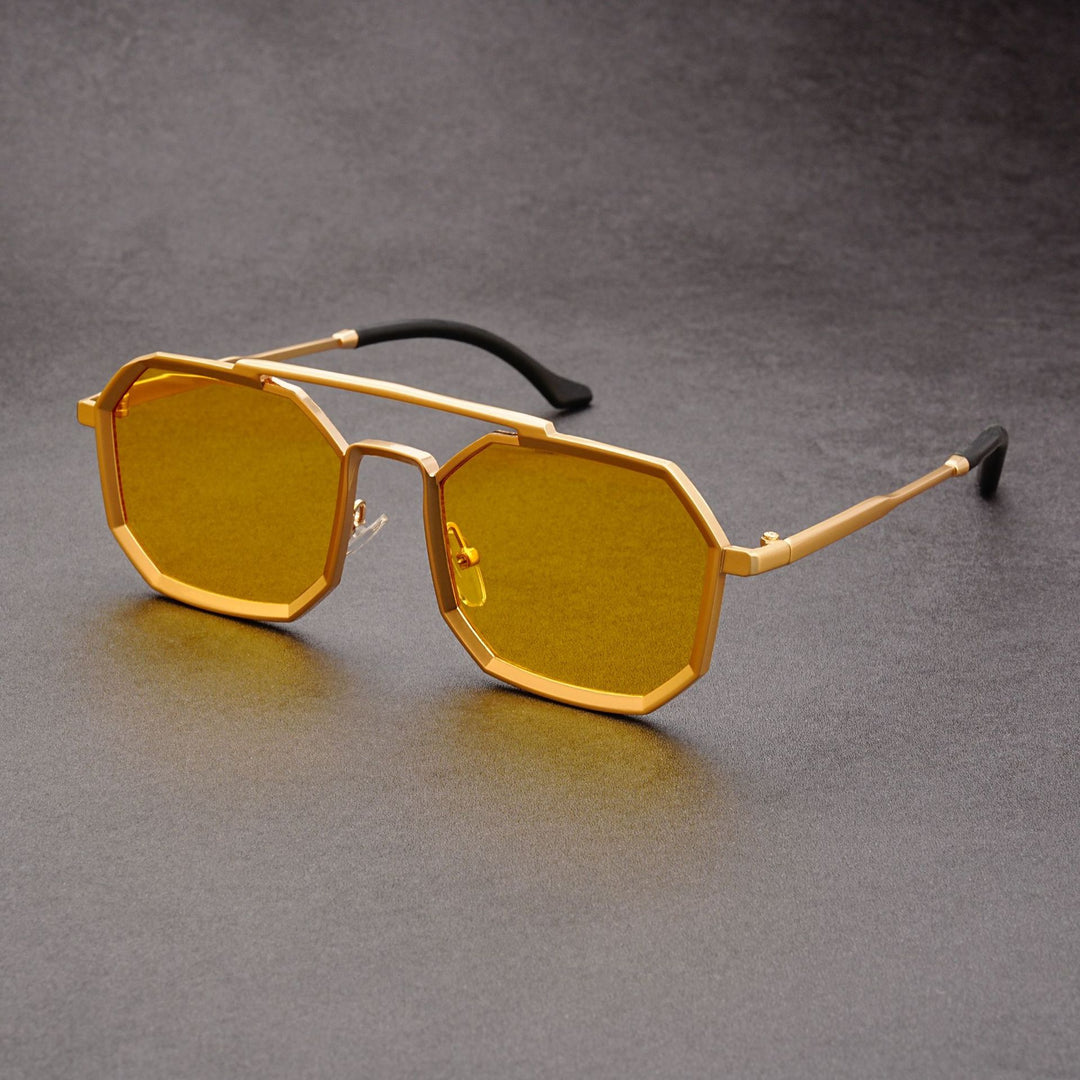 Unisex Futuristic Sunglasses – Double Bridge Angular Frame Acetate
