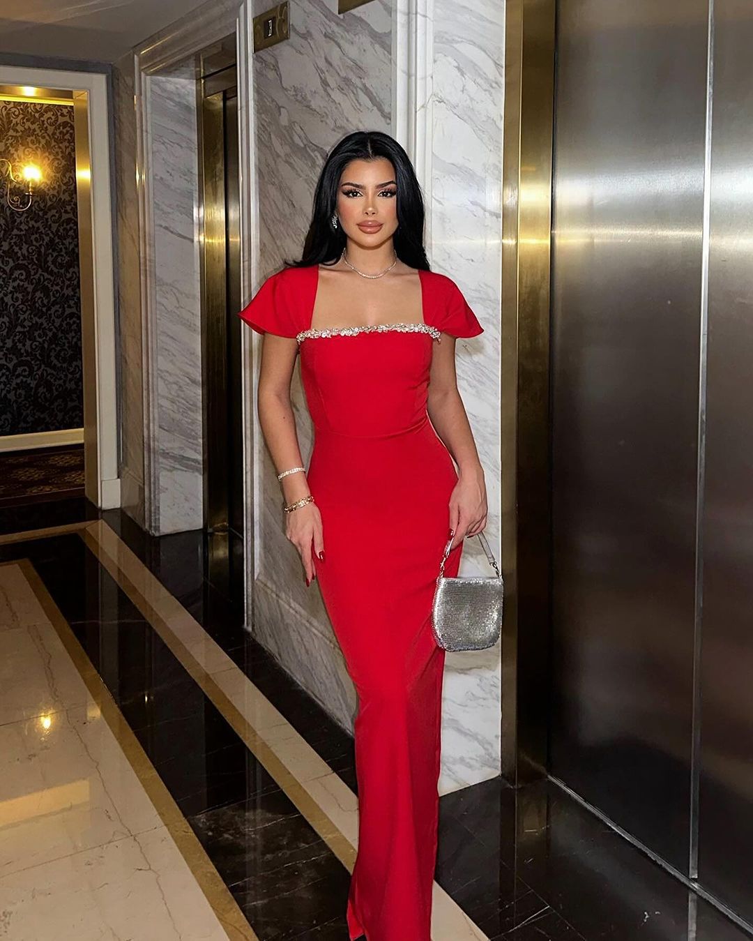 Bodycon Dress – Diamond Embellished Evening Formal Dress, Women&