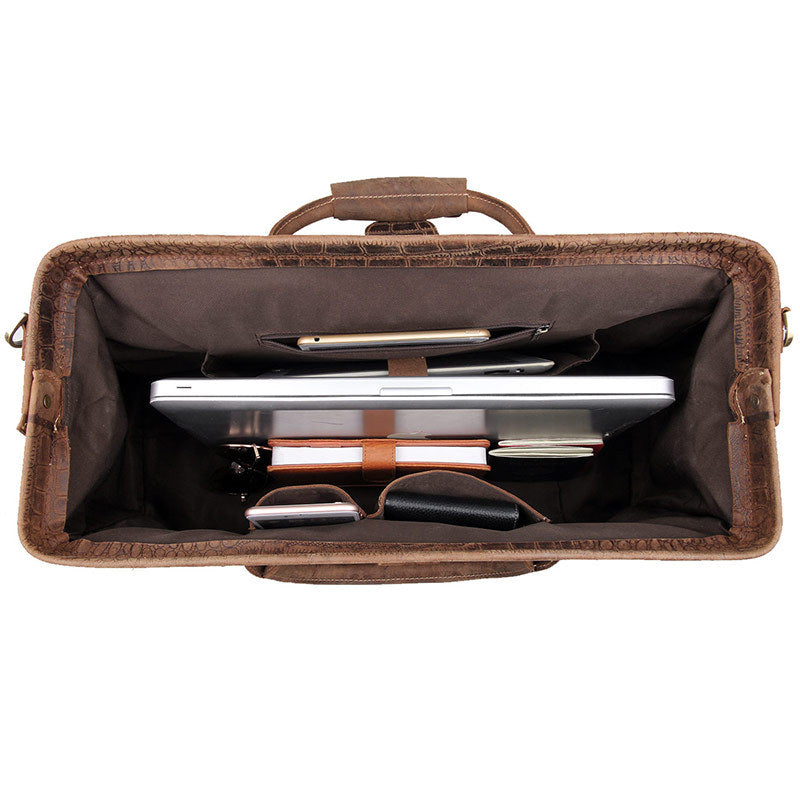 Unisex Leather Pattern Travel Bag – Modern Structured Silhouette