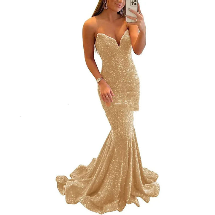 Sequin Maxi Dress for Women – Elegant Formal Evening Gown