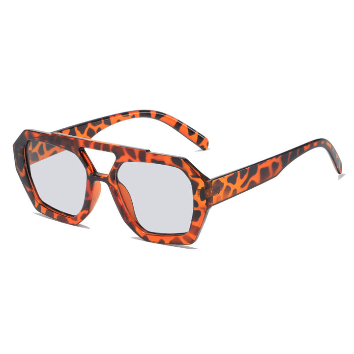 Unisex Retro Square Sunglasses – Bold Double Beam UV Protection
