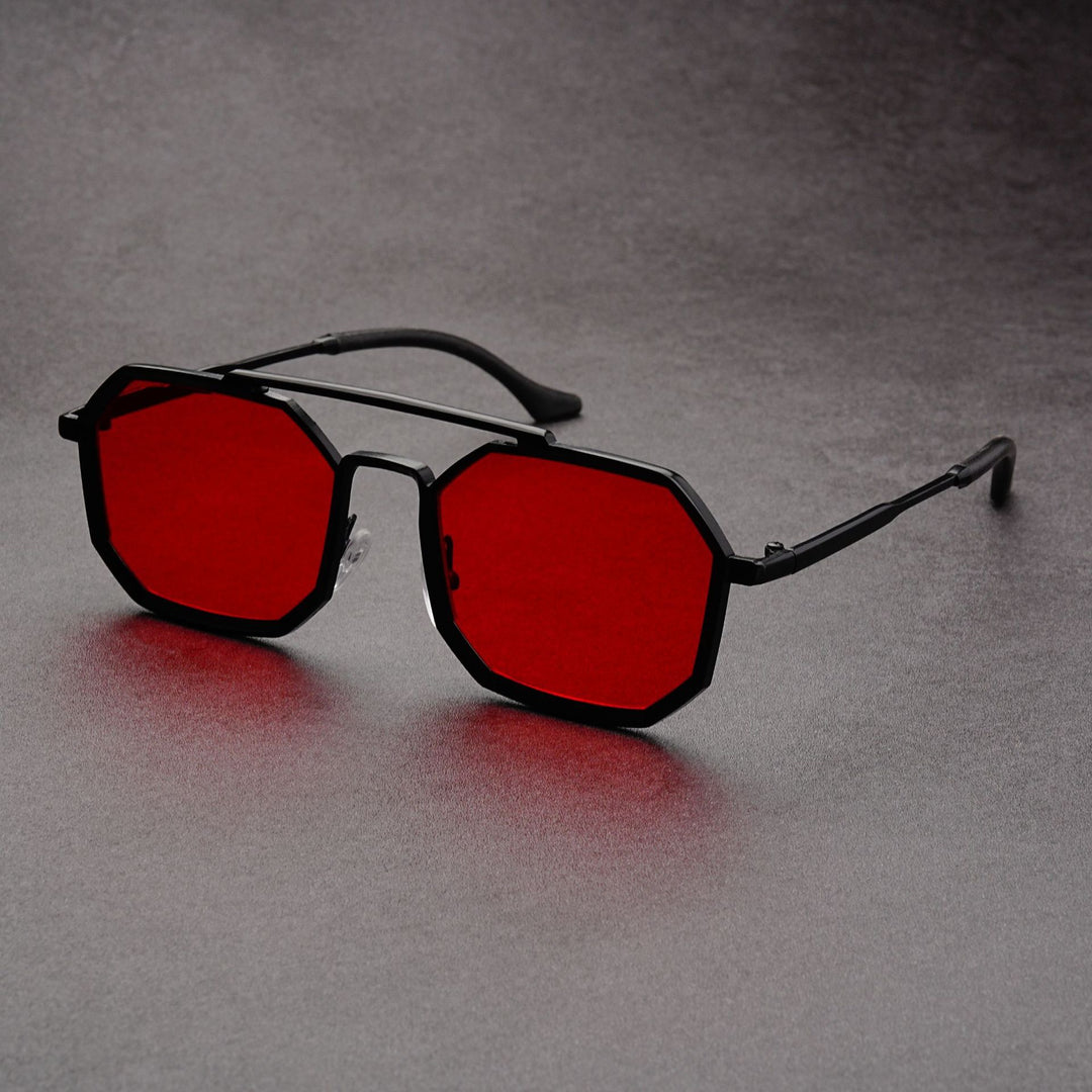 Unisex Futuristic Sunglasses – Double Bridge Angular Frame Acetate