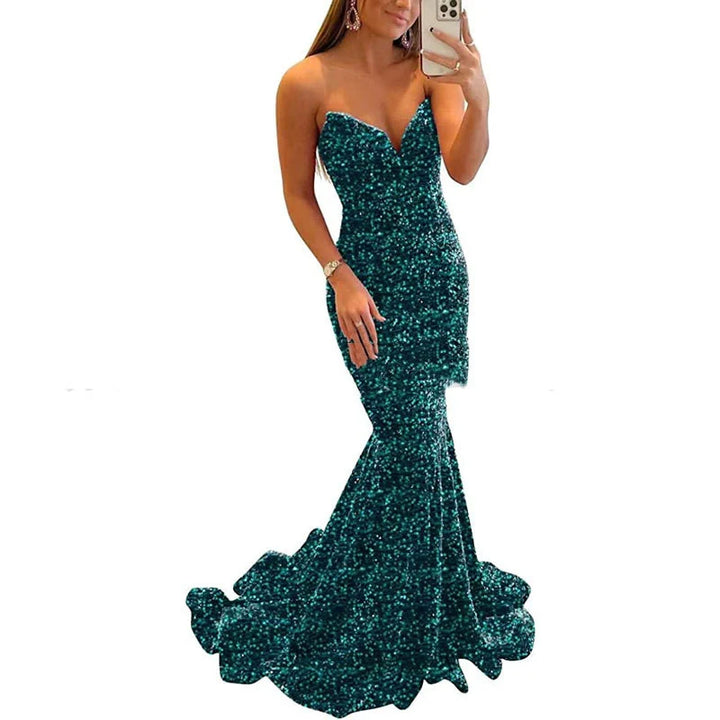Sequin Maxi Dress for Women – Elegant Formal Evening Gown