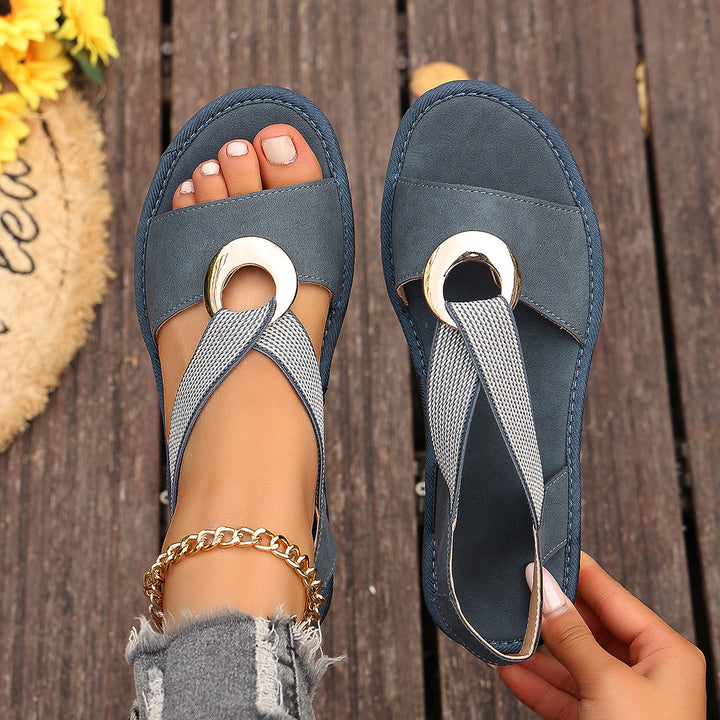 Plus- Wedge Sandals with Jute Sole – Open Toe Elastic Strap