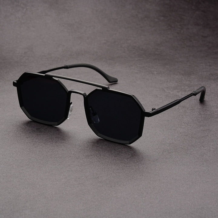 Unisex Futuristic Sunglasses – Double Bridge Angular Frame Acetate