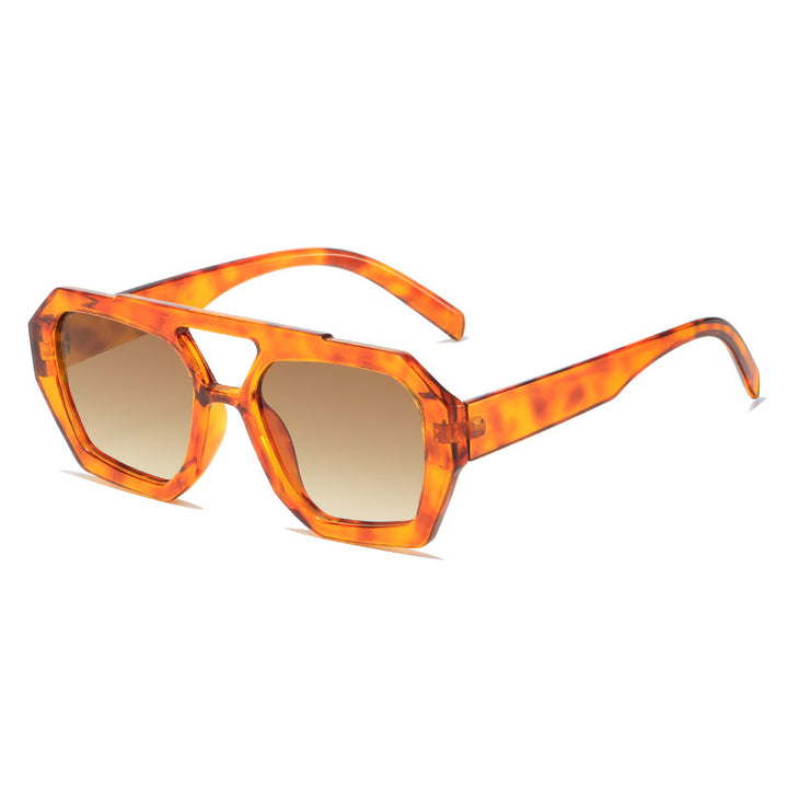 Unisex Retro Square Sunglasses – Bold Double Beam UV Protection