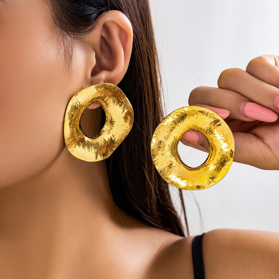 Statement Earrings – Large Irregular Metal French Sculptural Dangles
