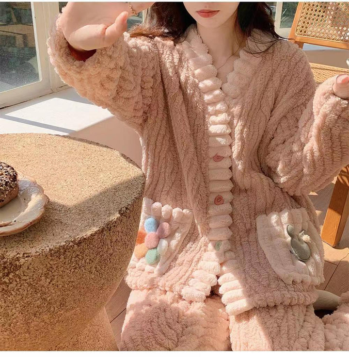 Women’s Plush Fleece Pajama Set – Soft Fleece Two-Piece Loungewear