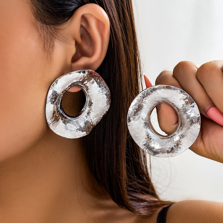 Statement Earrings – Large Irregular Metal French Sculptural Dangles
