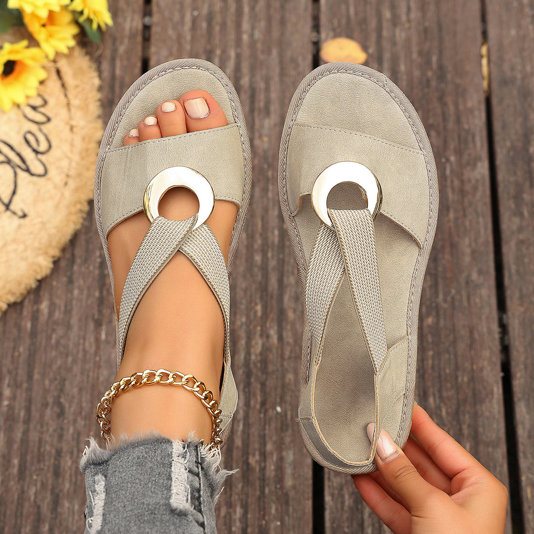Plus- Wedge Sandals with Jute Sole – Open Toe Elastic Strap