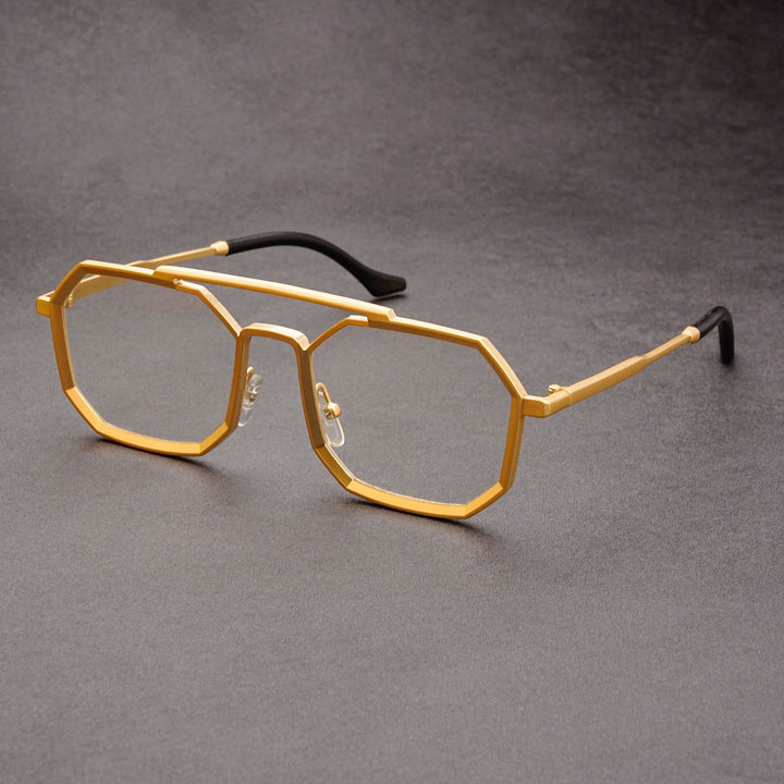 Unisex Futuristic Sunglasses – Double Bridge Angular Frame Acetate